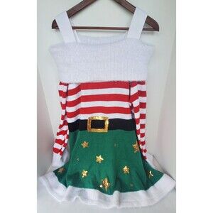 Holiday Time Dress XXL 20 Womens Mrs. Claus Elf Ugly Sweater Dress Christmas